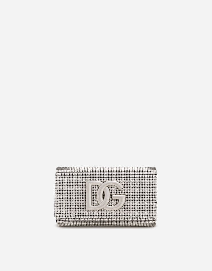 Dolce & Gabbana Tasche DG Logo aus Crystal-Mesh Silber BB7170AY835