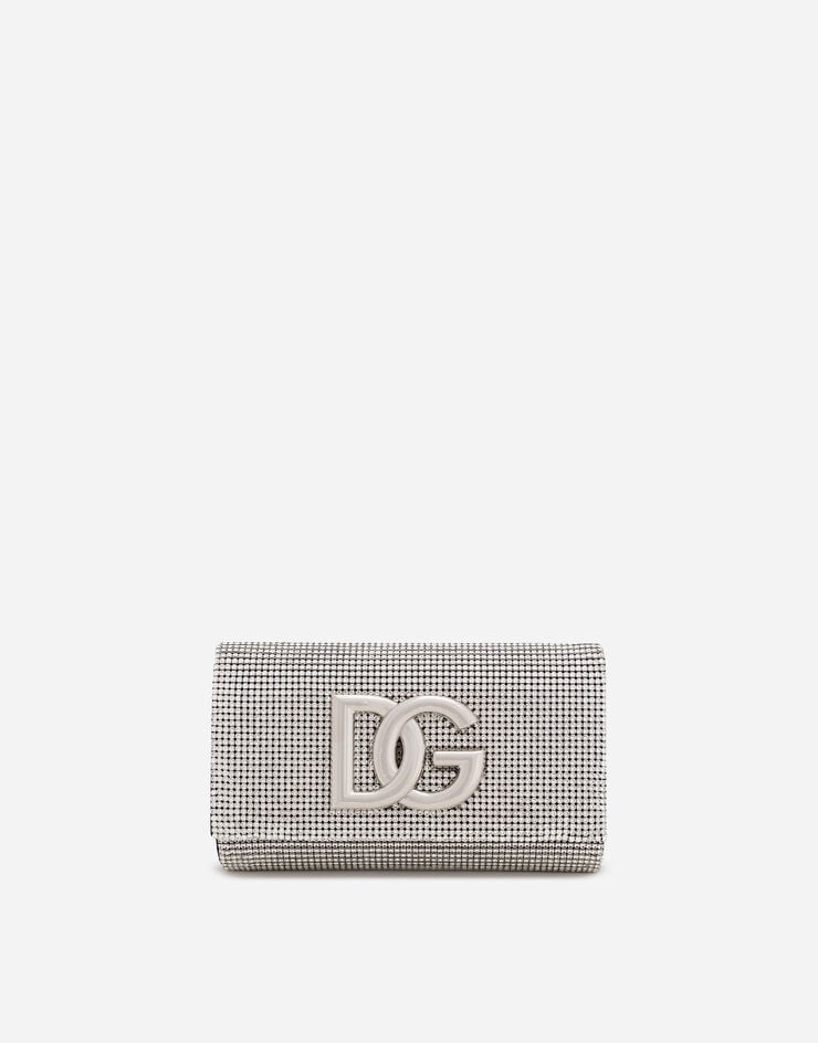 Dolce & Gabbana حقيبة بشعار DG من كريستال شبكي فضي BB7170AY835