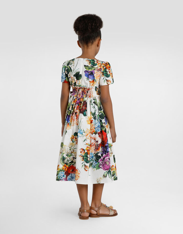 Dolce & Gabbana 花卉印花府绸短袖连衣裙 版画 L53DU2HS5TV