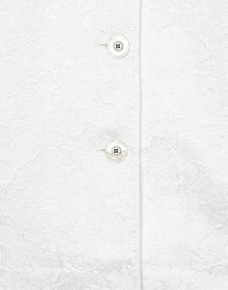 Dolce & Gabbana Abrigo corto de brocado con botonadura sencilla Blanco F0E1XTFJTBV