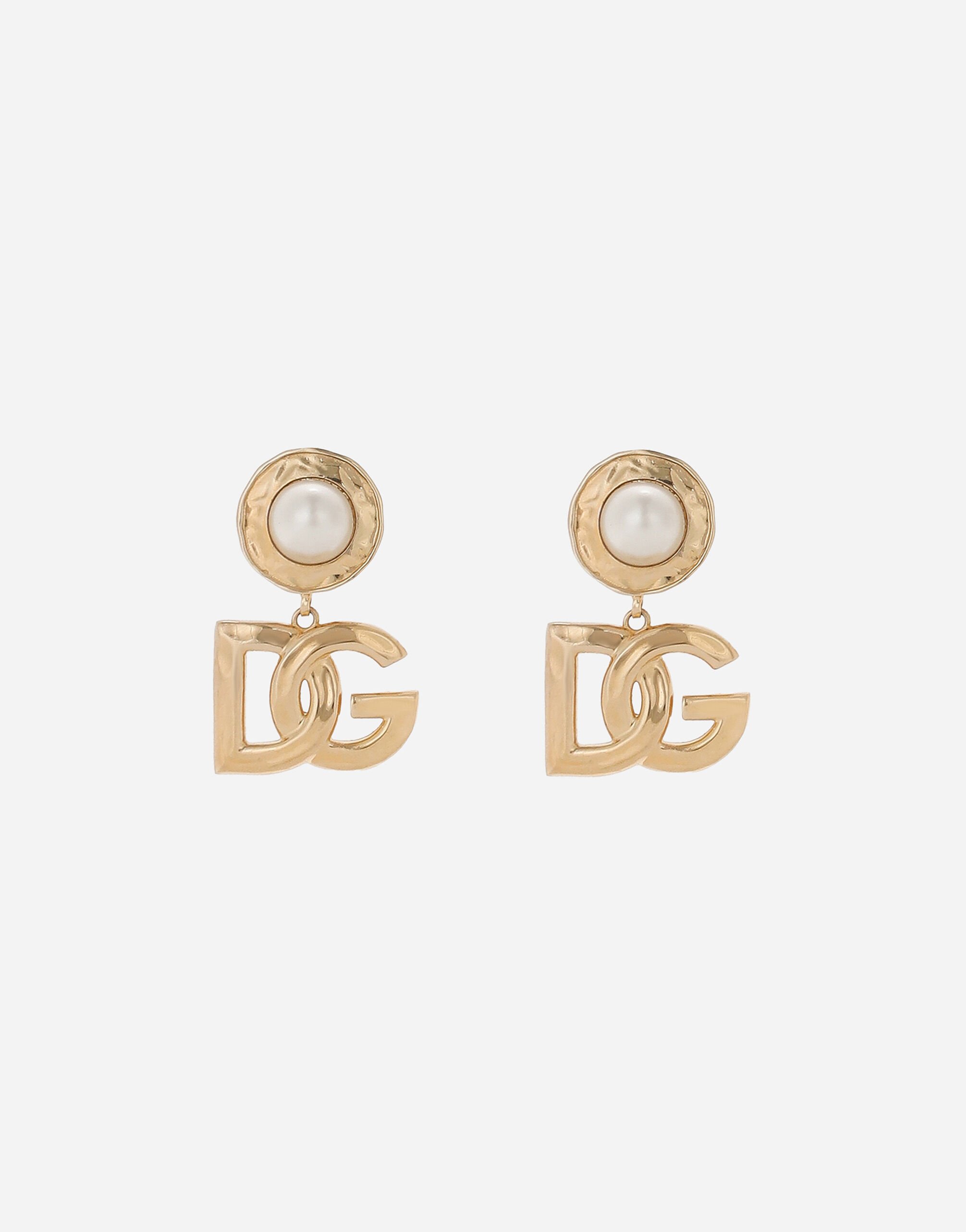 Drop earrings with cabochon details and DG logo