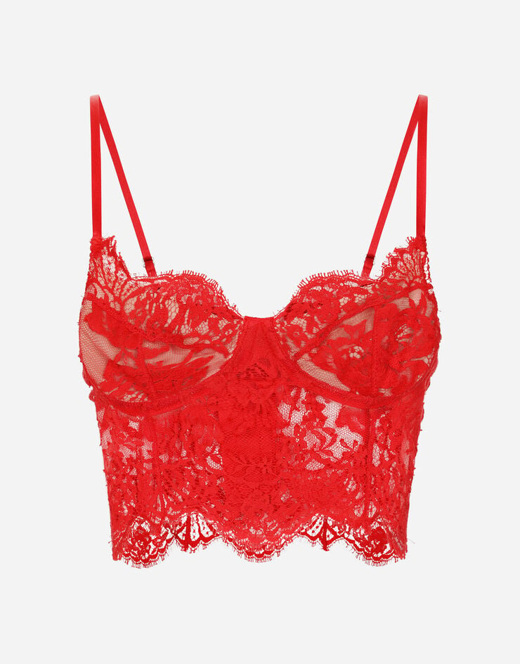 Dolce & Gabbana Top bustier lingerie in pizzo Rosso O7C41TONL36