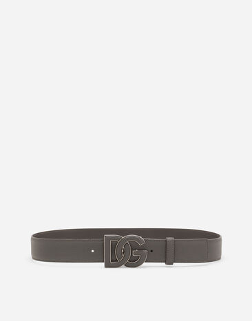 Dolce & Gabbana Deerskin-print calfskin belt with logo print Black BC4924A9Q22