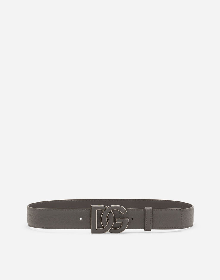 Dolce & Gabbana Deerskin-print calfskin belt with logo print Grey BC4675AT489