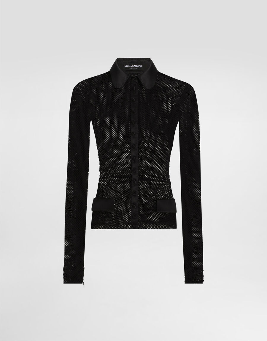 Mesh shirt jacket