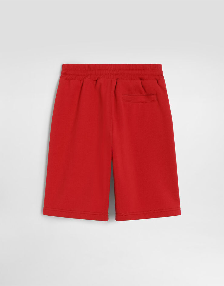 Dolce & Gabbana Fleece bermuda shorts with logo Red L4JQXPG7P4X