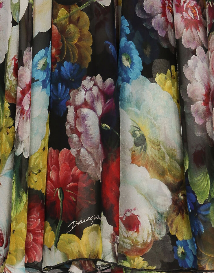 Dolce & Gabbana Kleid aus Chiffon Nachtblumen-Print Drucken L53DT3IS1SR