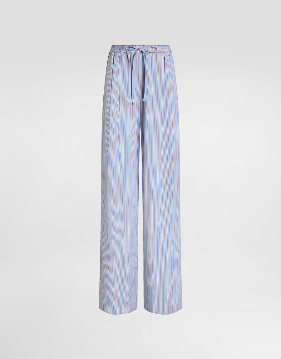 Striped poplin trousers