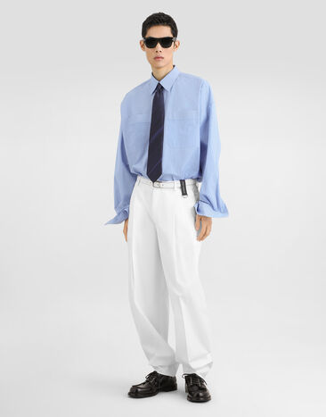 Dolce & Gabbana Pantalones en gabardina de algodón White GP10DTFUFJR