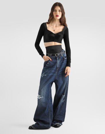 Dolce & Gabbana Satin bustier top Dolce & Gabbana Satin bustier top Black F7CH6TGDEB8