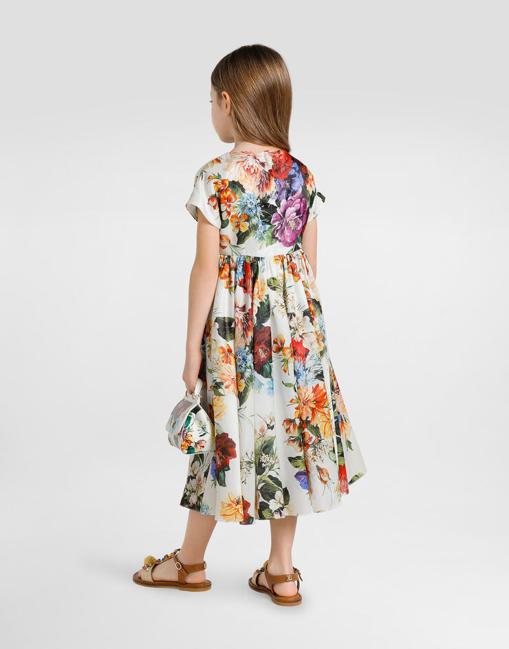 Dolce & Gabbana 花卉印花欧根纱短袖连衣裙 版画 L54DI6FSTBS