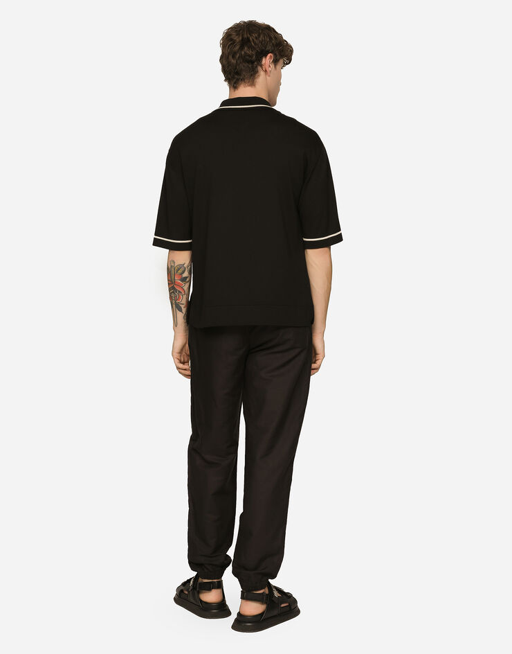 Dolce&Gabbana Linen and cotton jogging pants with logo label Black GV6AHTFU4GK