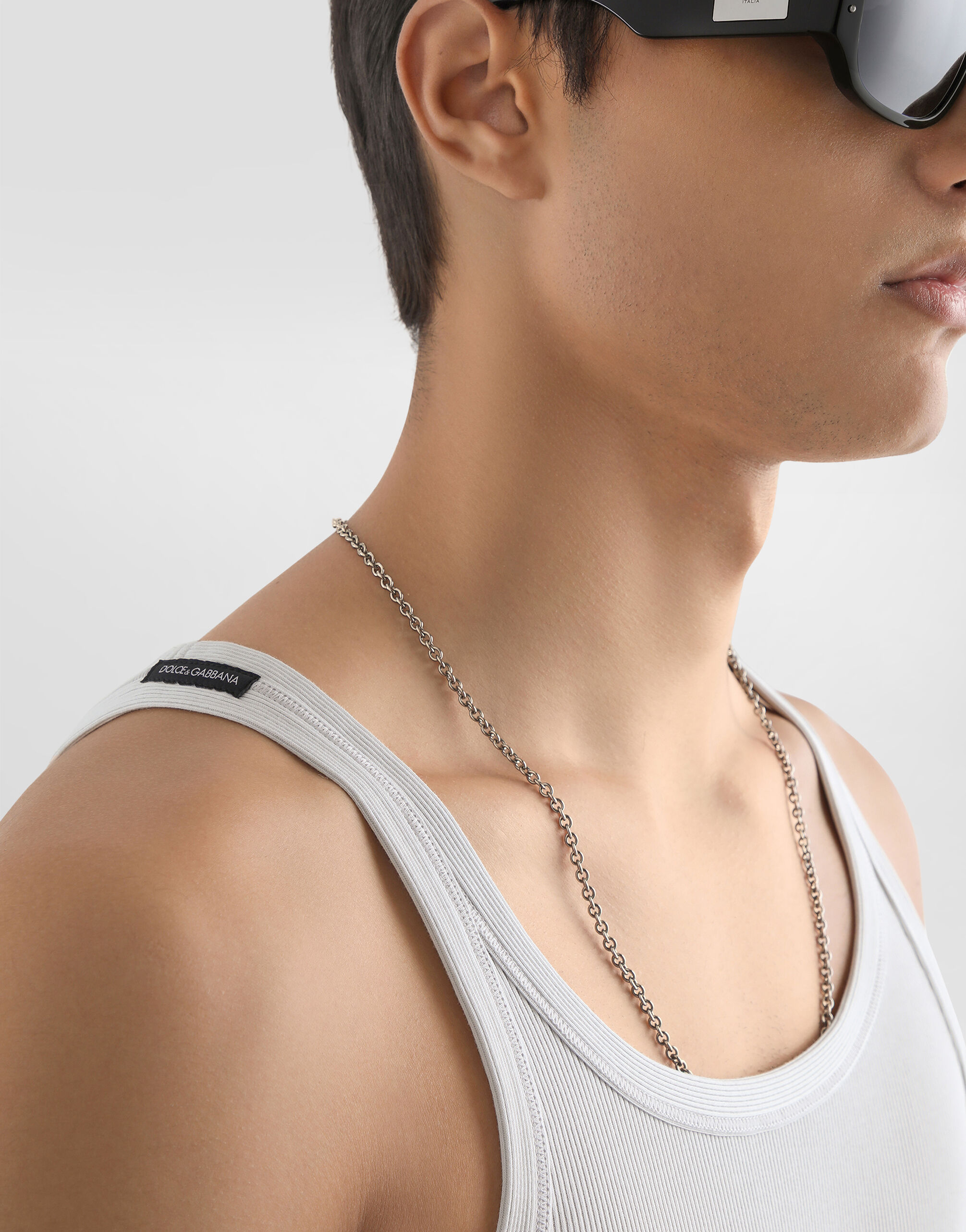 Ribbed cotton tank top in Grey for Men | Dolce&Gabbana®