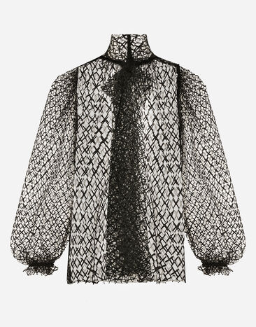 Dolce & Gabbana Mesh pussy-bow blouse Black F7AI6TILMBE