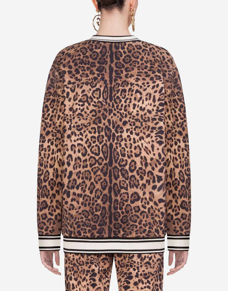 Dolce & Gabbana Round-neck jersey sweatshirt with leopard print MULTICOLORE F9F34THH78Z