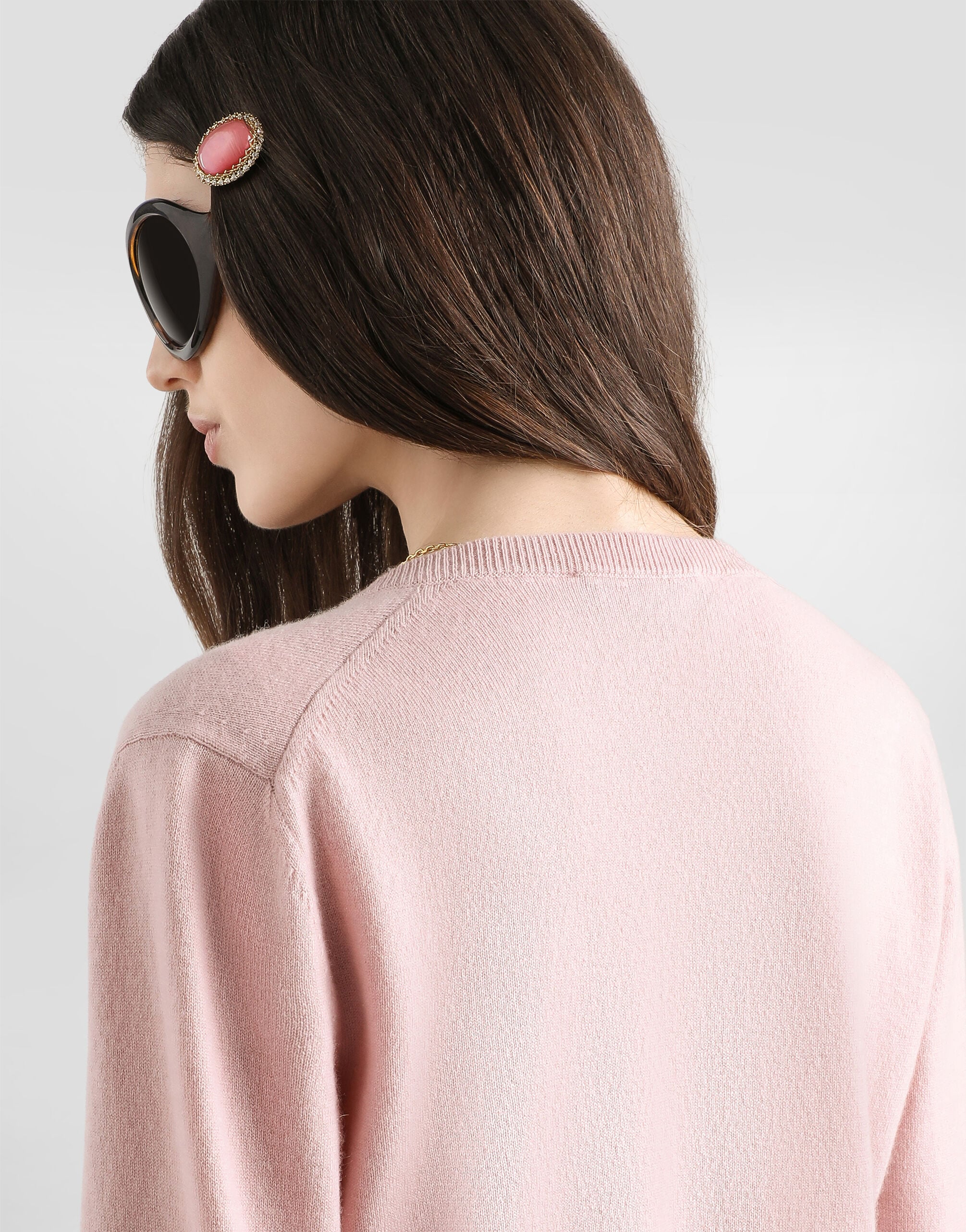 Cashmere cardigan with jewel buttons in Pink for Women
