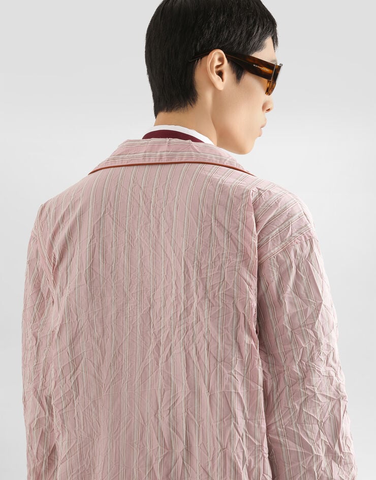 Dolce & Gabbana Crinkled striped fabric shirt-style vanity robe Multicolor G2WH1TFBMFS
