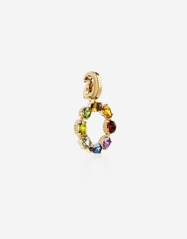 Dolce & Gabbana Rainbow alphabet O 18 kt yellow gold charm with multicolor fine gems Gold WANR2GWMIXO