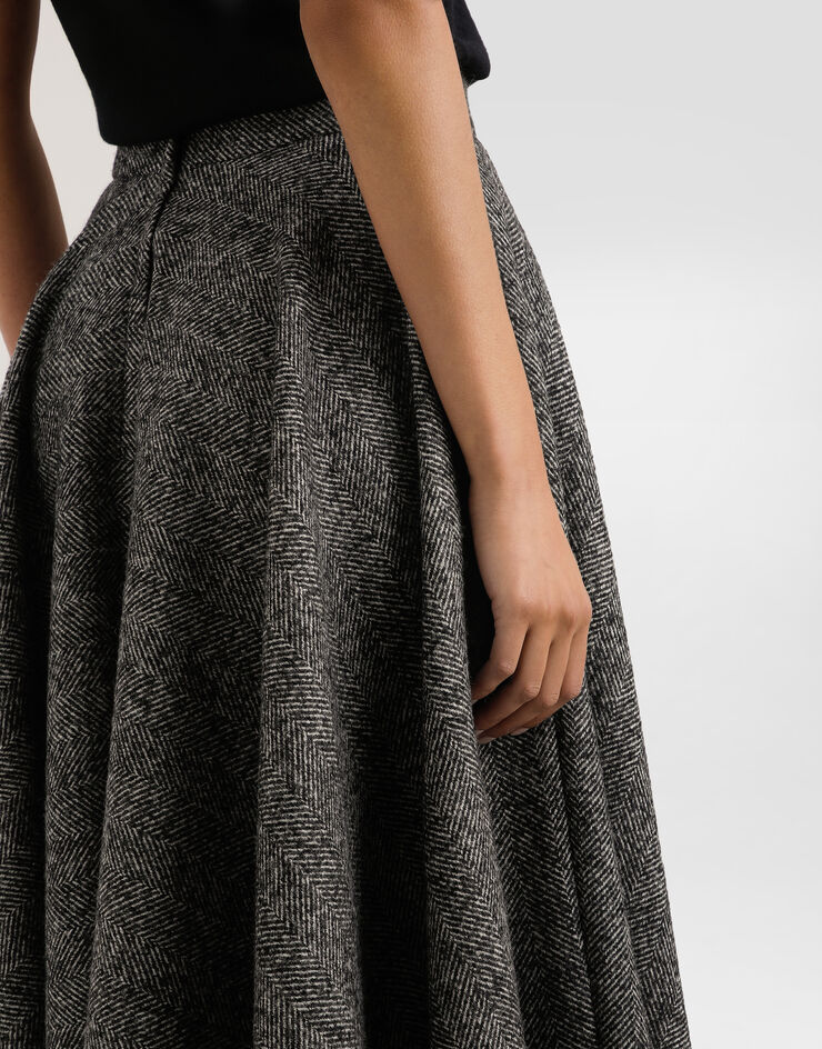 Dolce & Gabbana Wool blend chevron midi skirt Multicolor F4C6FTFCZAF
