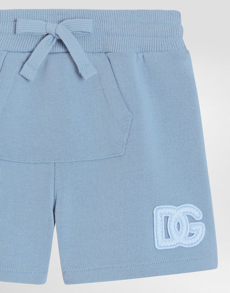 Dolce & Gabbana Fleece bermuda shorts with leopard print and DG logo Blue L1JQW0G7PNF