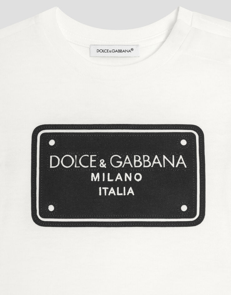 Dolce & Gabbana Camiseta de punto con placa con logotipo Blanco L1JT7WG7N0G