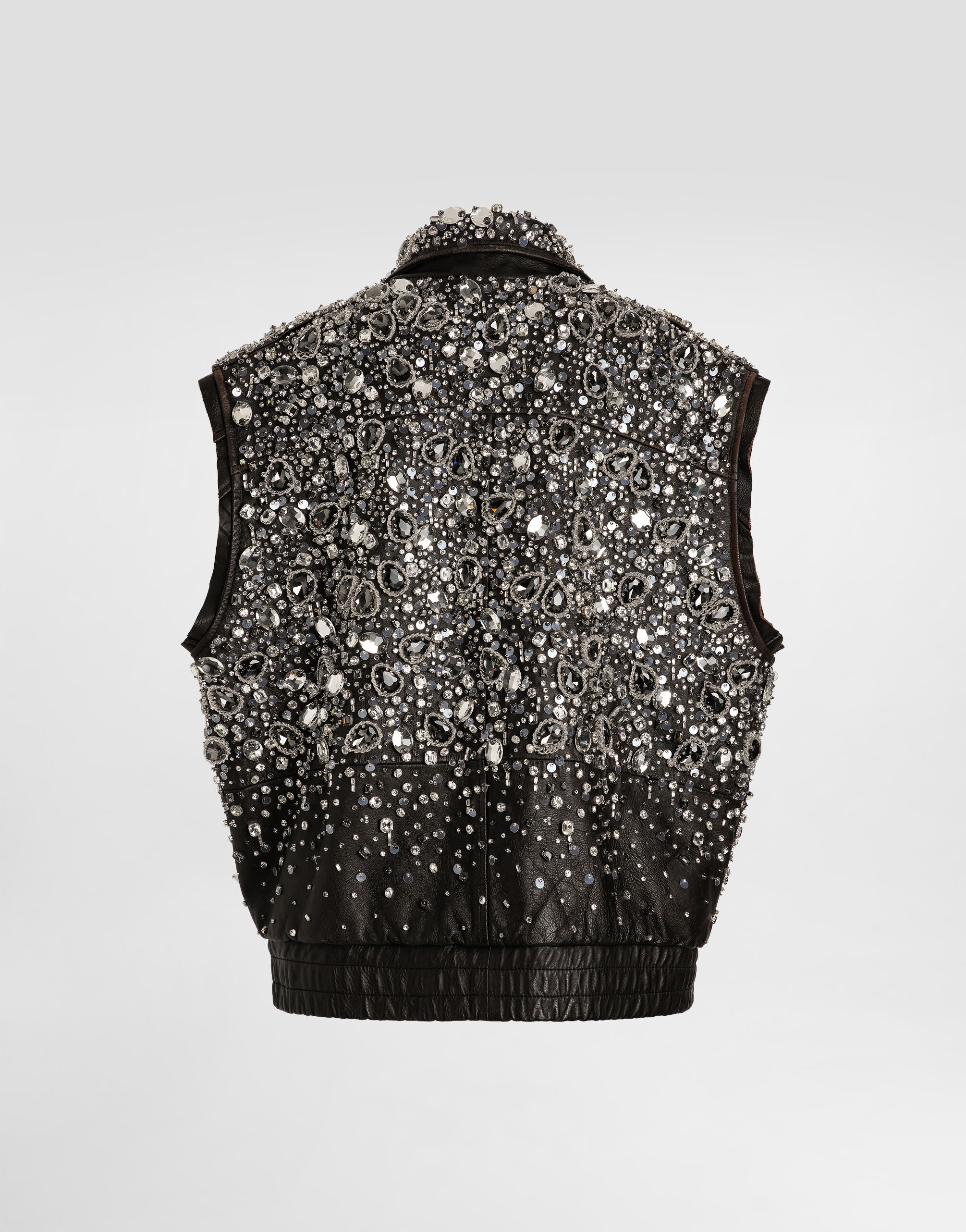 Vintage leather vest with embroidery in Multicolor for Women