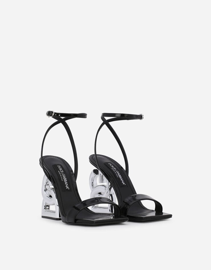 Dolce & Gabbana Patent leather sandals with 3.5 heel Black CR1376A1037