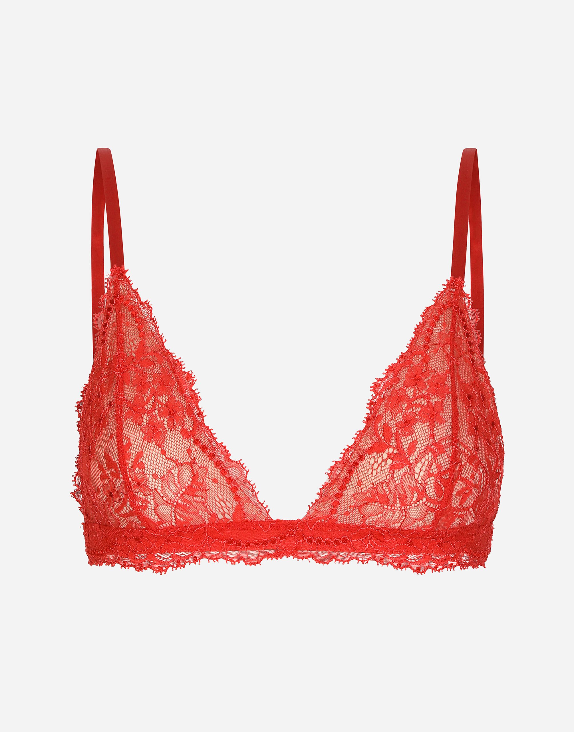 Soutien gorge triangle en dentelle de Chantilly en Rouge pour femme Dolce Gabbana