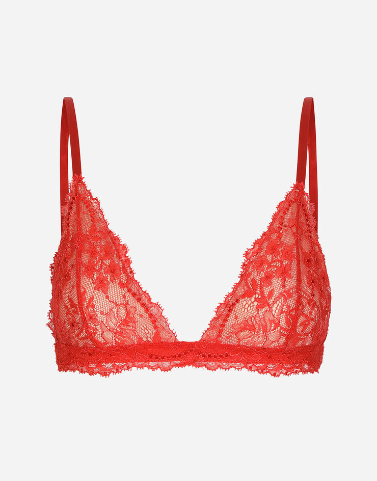 Chantilly lace triangle bra in Red for