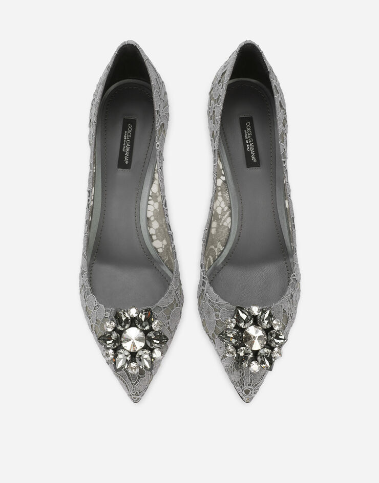 Dolce & Gabbana Zapatos escotados de encaje Taormina con cristales Gris CD0066AL198