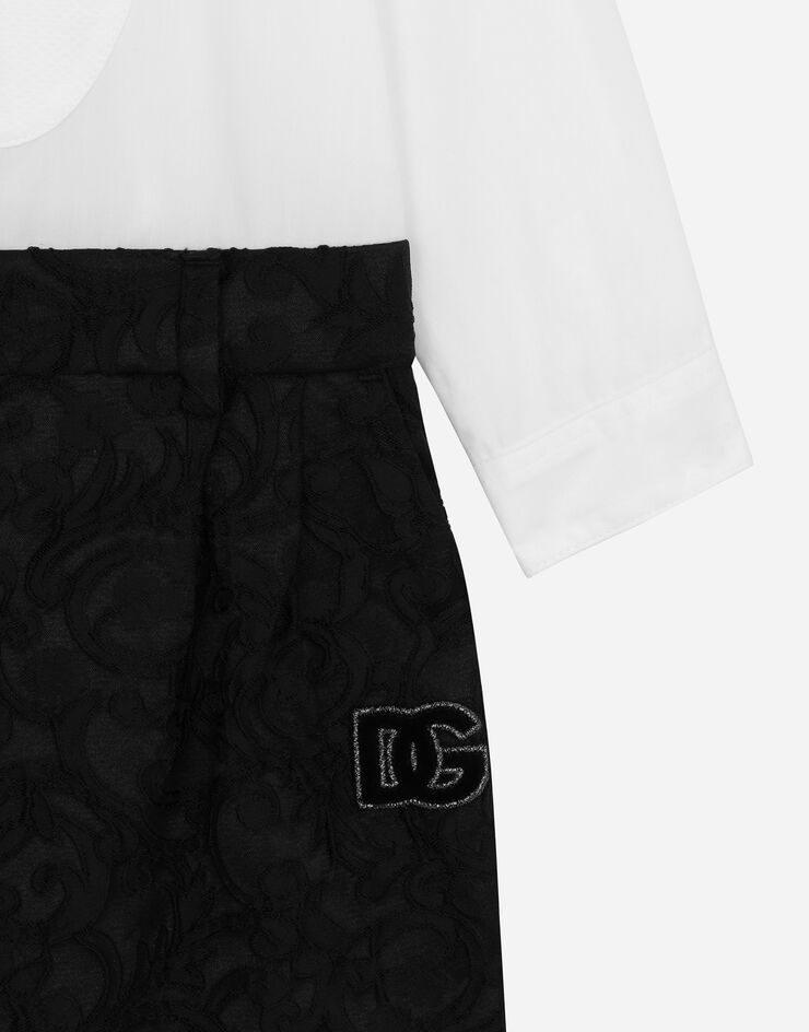Dolce & Gabbana 자카드 & 코튼 턱시도 베이비 롬퍼 블랙 L11O86G7K7M