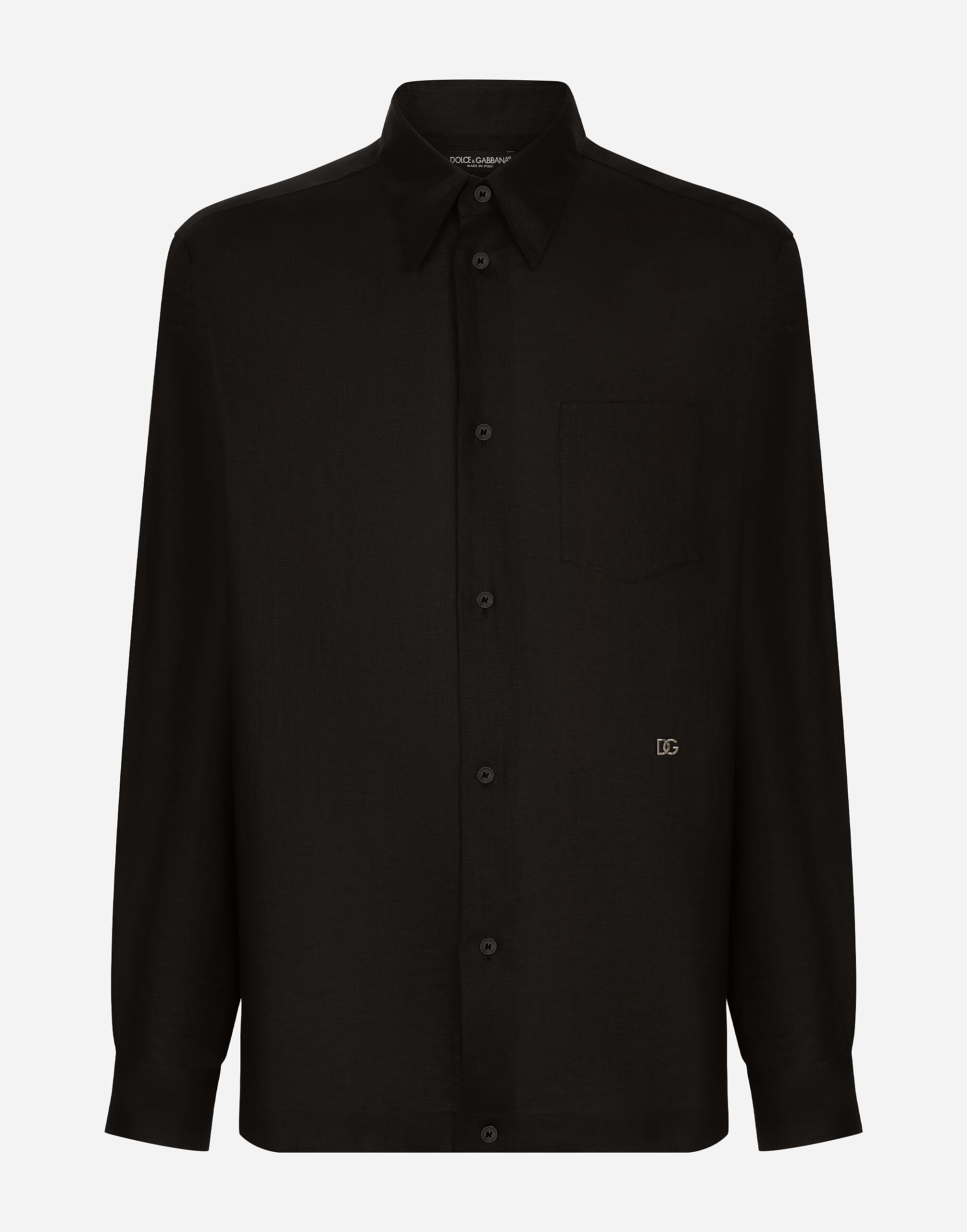 Chemise Hawaii en lin avec DG Hardware en Noir pour homme