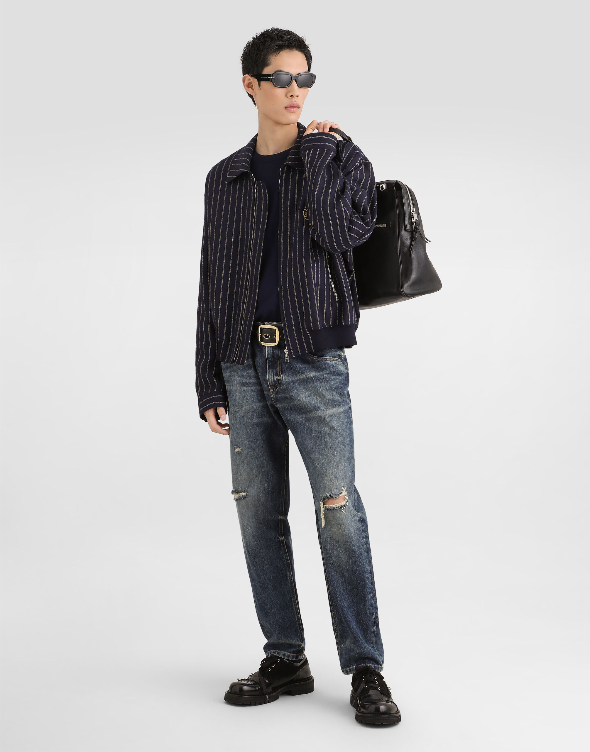 Virgin wool pullover in Blue for Men | Dolce&Gabbana® US