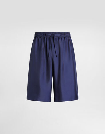 Dolce & Gabbana Vanity silk bermuda shorts with embroidery Blue GV5MAZGK254