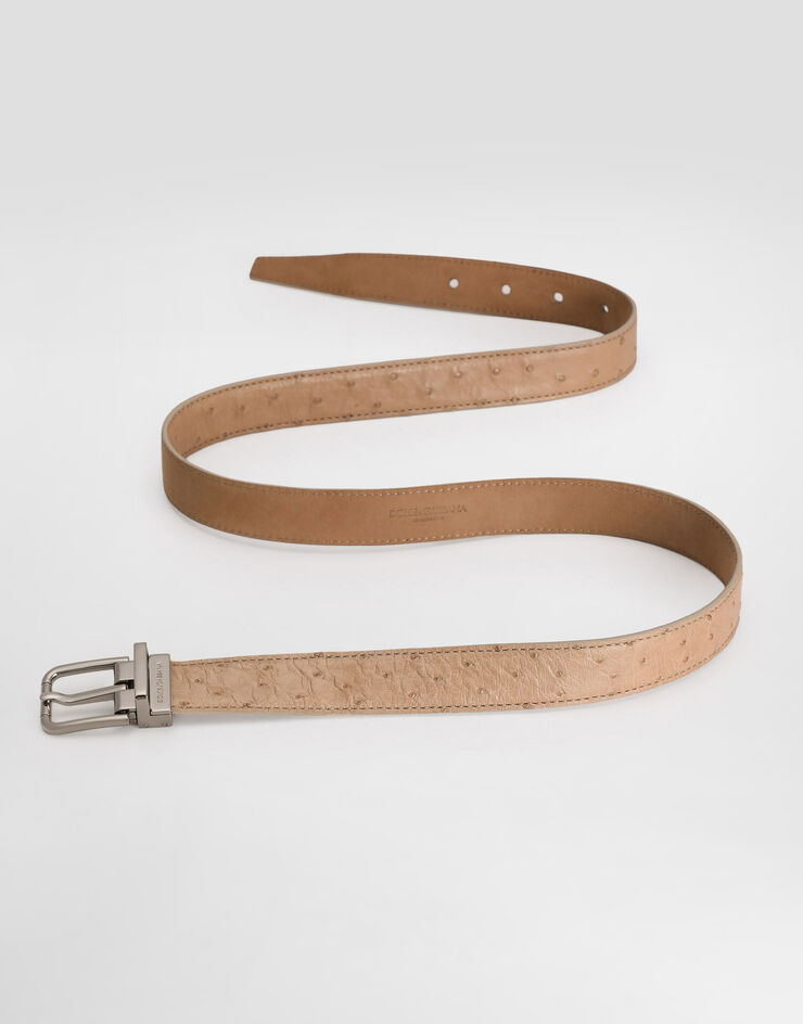 Dolce & Gabbana Ostrich leather belt Beige BC4337A8M90