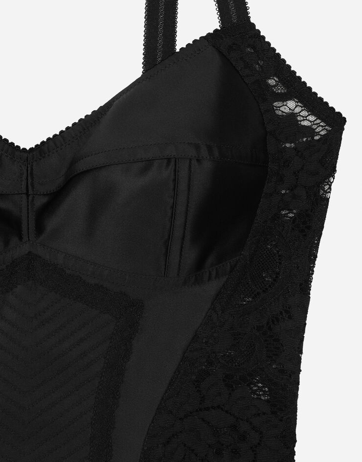 Dolce & Gabbana 蕾丝与缎布束身上衣 黑 F7AC6TGDCL9