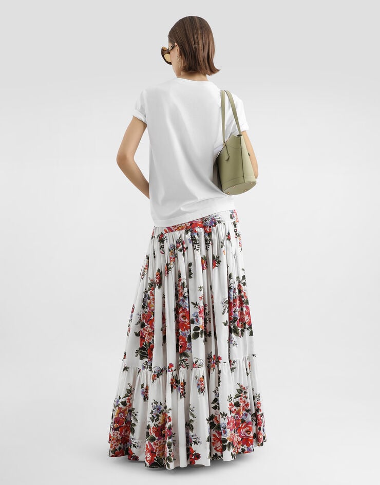 Dolce & Gabbana T-shirt en jersey avec patch de fleurs White F8V42ZGDDL2