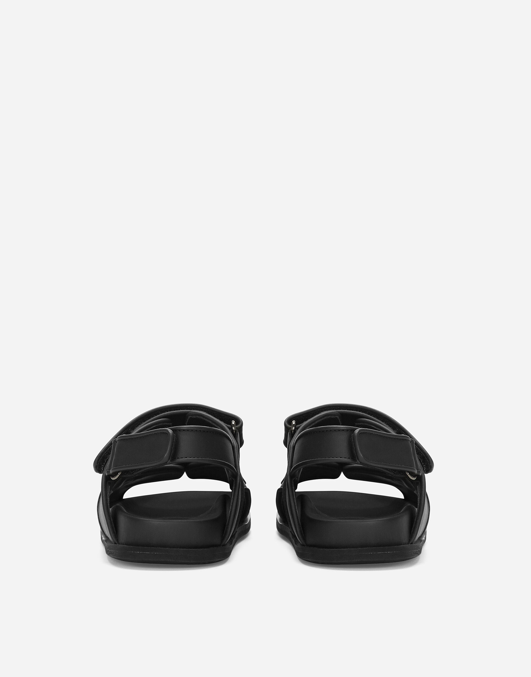 Calfskin sandals with metal DG logo in Black for Men