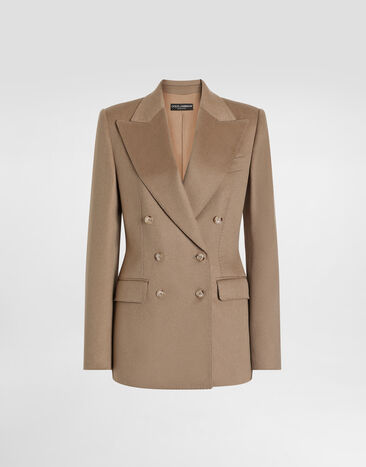 Dolce & Gabbana Double-breasted jacket in cashmere drap Brown F29KKTFU2AX