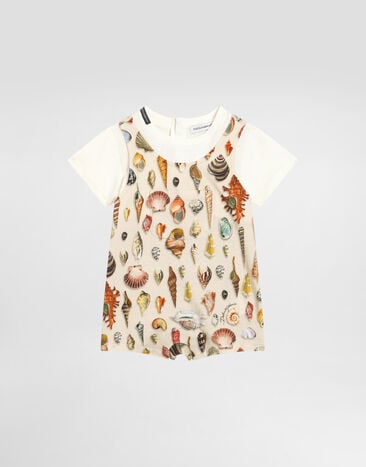 Dolce & Gabbana Shell-print short-sleeved jersey romper Multicolor L1JO6KG7PEN