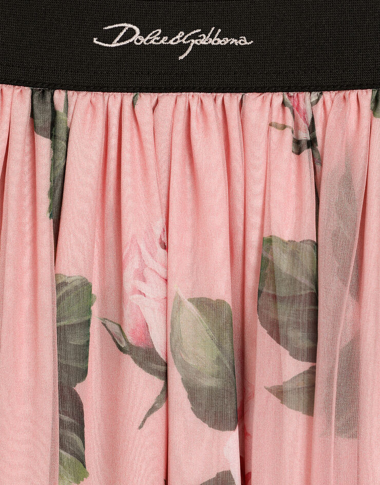 Dolce & Gabbana Chiffon pants with rose print and Dolce&Gabbana logo Print L53P46IS1X9