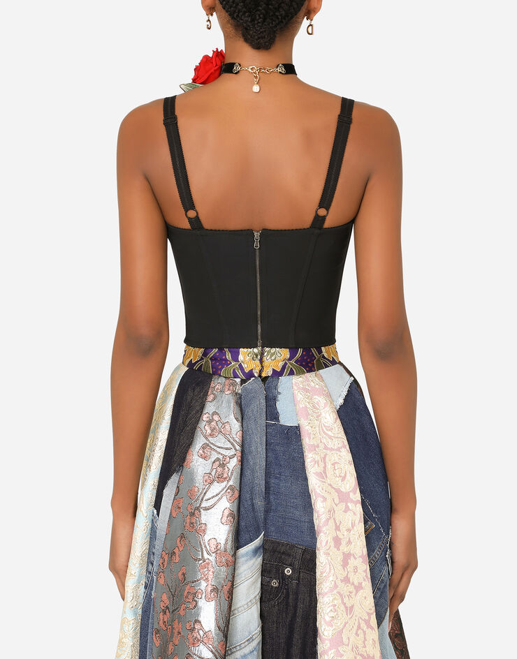 Dolce & Gabbana Patchwork brocade and jacquard bustier top Multicolor F75E4TGDX62