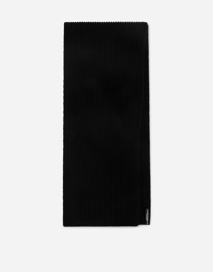 Dolce & Gabbana Wool scarf with DG patch Noir GXK64TJEMQ5