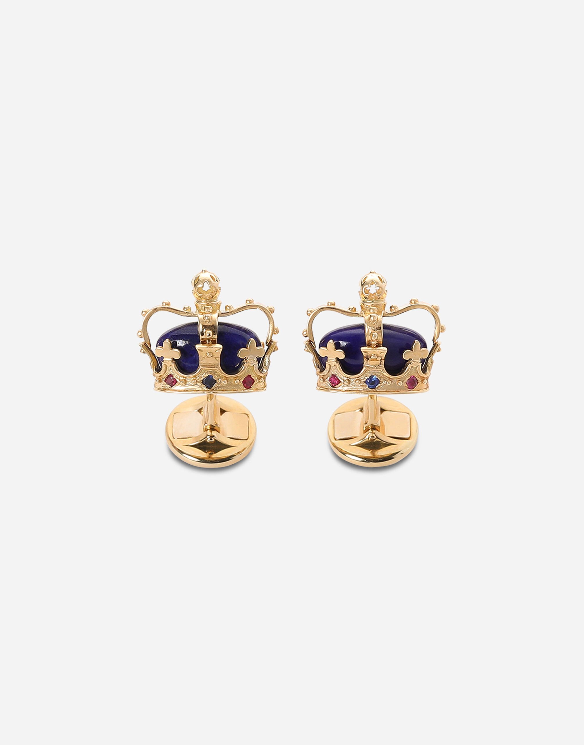 Dolce & Gabbana Boutons de manchette Crown en or jaune avec lapis-lazuli Or Jaune WFHK1GWLAP1