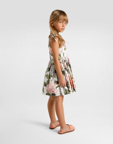 Dolce & Gabbana Hydrangea-print poplin dress Multicolor L54DN8HS5T6