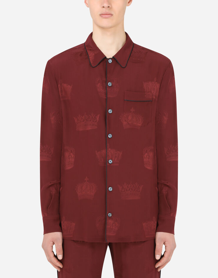 Dolce & Gabbana Silk pajama shirt with crown print Dolce & Gabbana Silk pajama shirt with crown print BORDEAUX G5GW1TFJ1HL