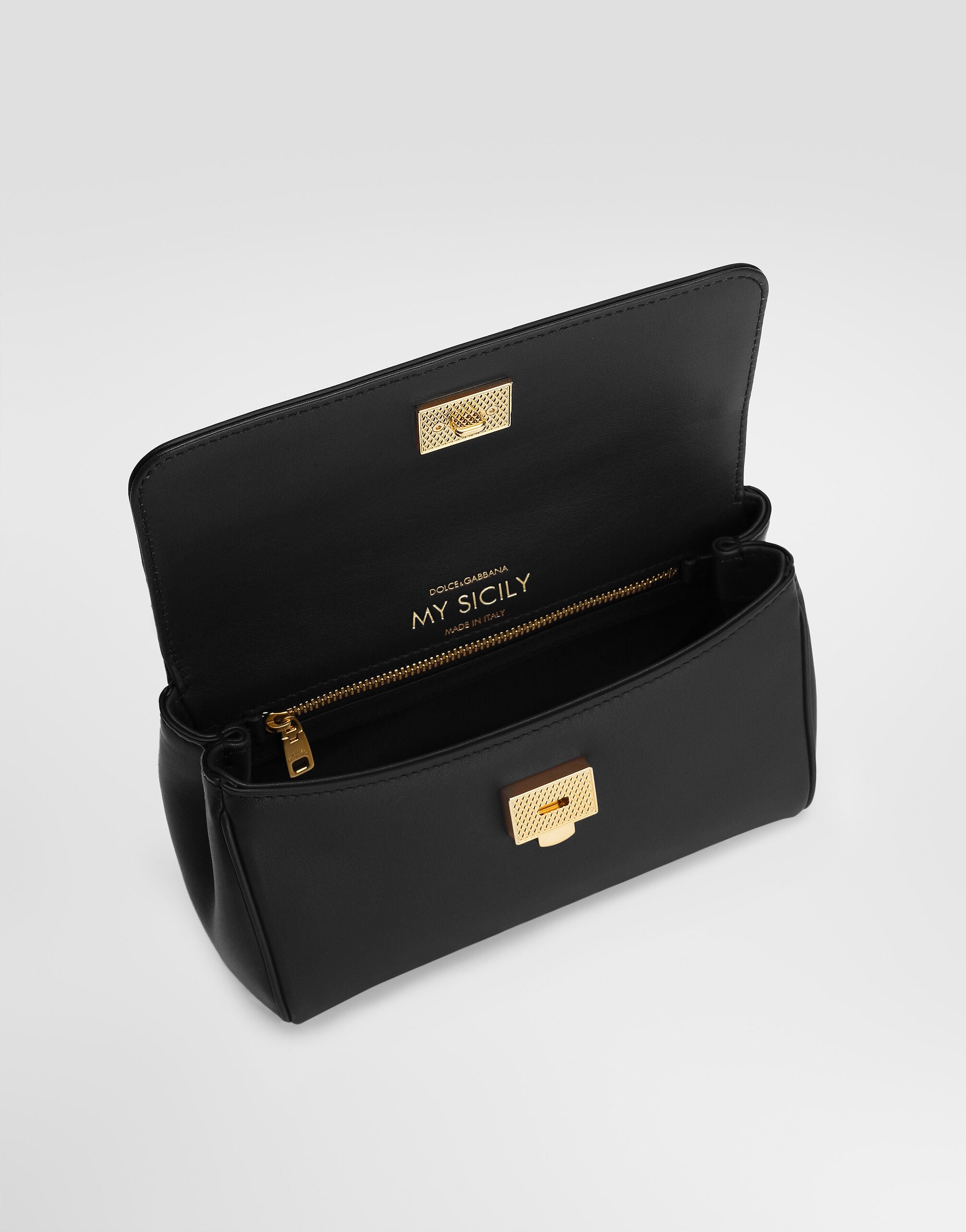 Mini My Sicily handbag in plongé calfskin in Black for Women