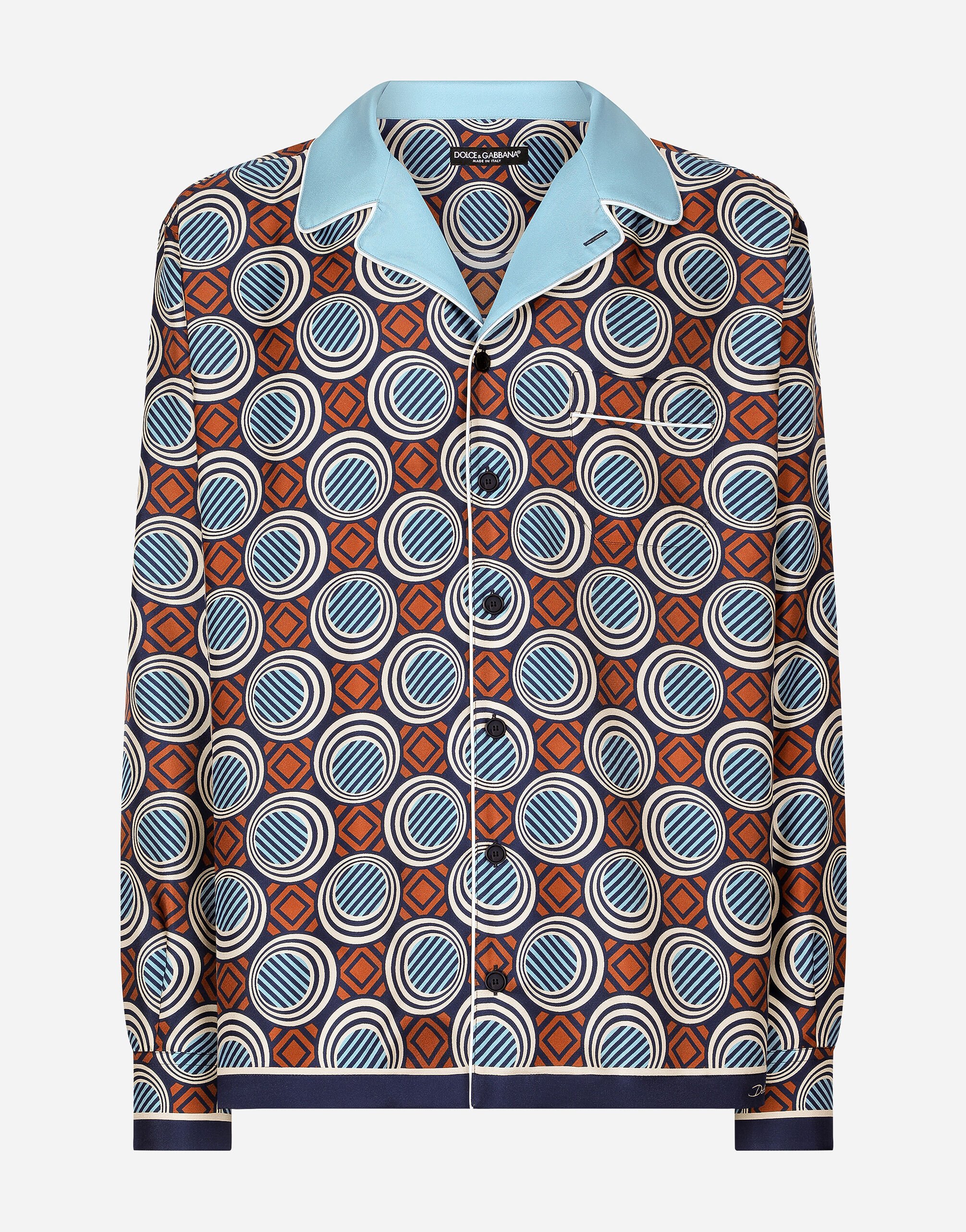 Dolce & Gabbana Printed silk shirt Azure G5LI8TFU4LG