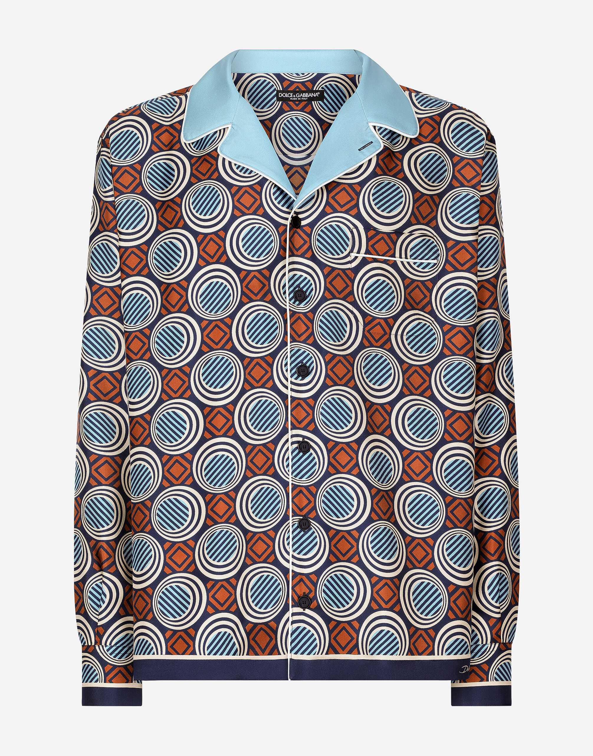 Dolce & Gabbana Printed silk shirt Blue G5EM2TFU1AU