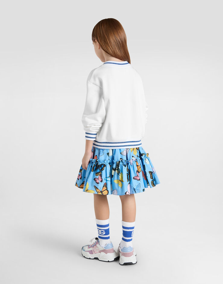 Dolce & Gabbana Felpa girocollo con farfalla e logo DG Bianco L5JWBEG7OJ2
